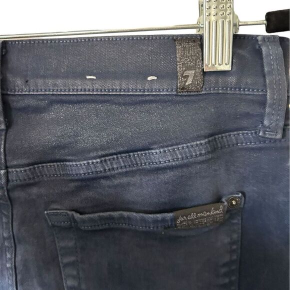 7 for all Mankind Waxed Coated Blue Slim Jeans Size 27 Unique Staple - Picture 5 of 8